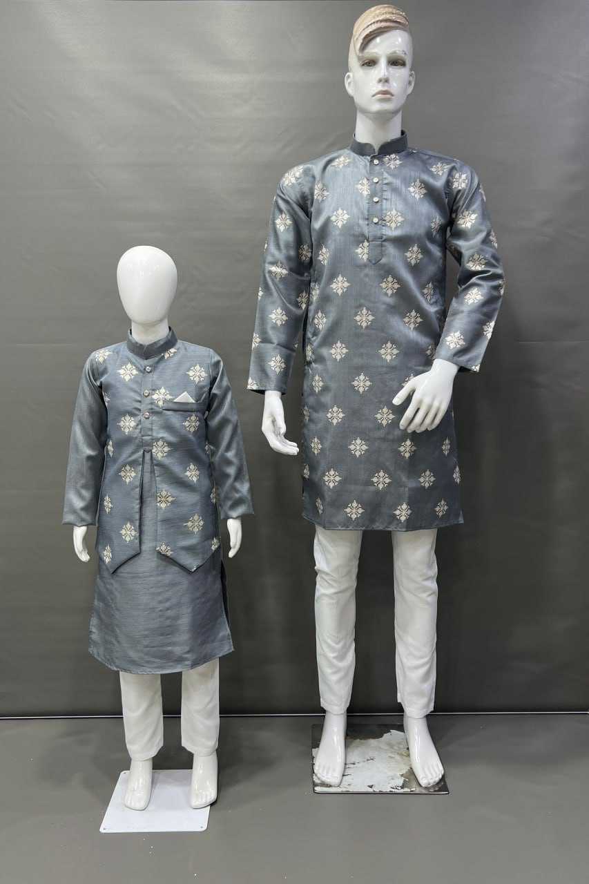 YNF PARBON SILK RBV GOLDEN WHOLESALE MENS & KIDS COMBO SET MANUFACTURER